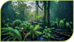 Precipitação histórica, níveis de água
